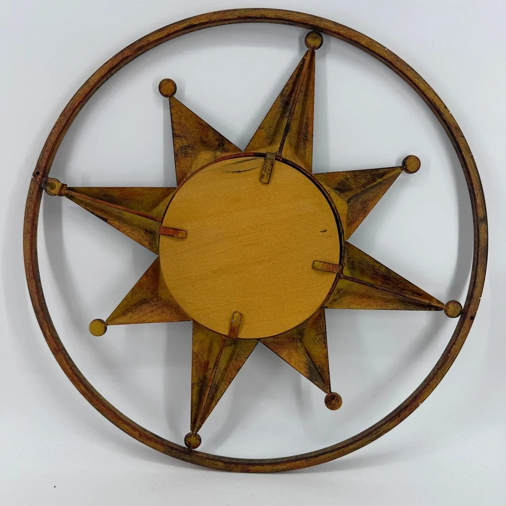 Sunburst Wall Mirror Gold Black Celestial Star Metal Decor Round Sun face